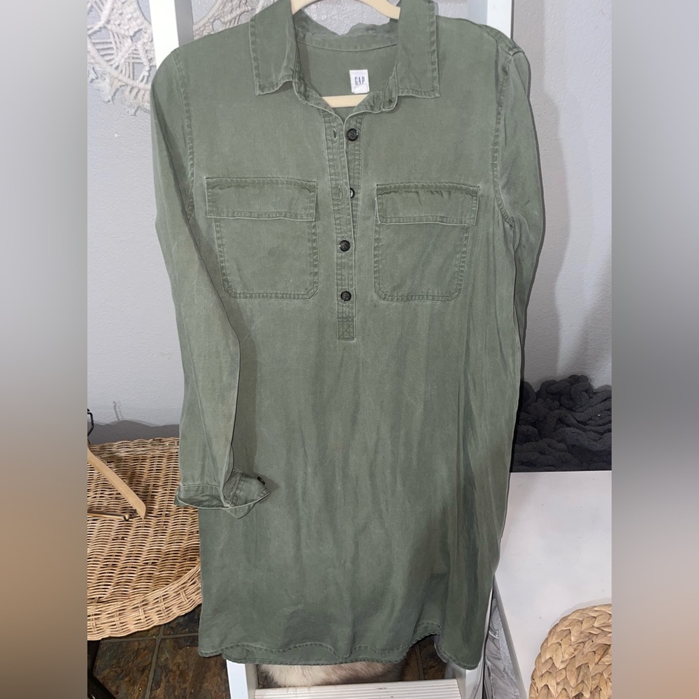 GAP Olive Utility Shirt Dress | Size M